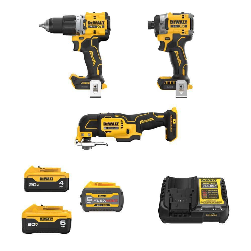 20-Volt MAX Lithium-Ion Cordless Combo Kit (3-Tool) with FLEXVOLT 6 Ah Battery, 20V 6 Ah and 4 Ah Batteries and Charger price history on PriceWatchPro