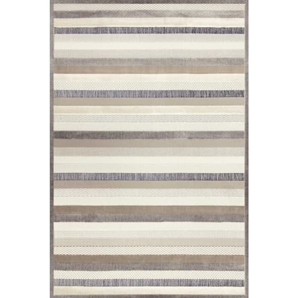 Carpet Art Deco Landmark Lines Linen 8 ft. x 10 ft. Area Rug