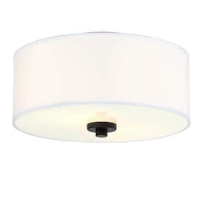 11.81 in. 2-Light Modern Flush Mount Light with Fabric Shade
