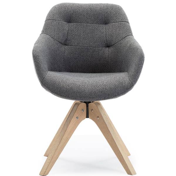 grey upholstered swivel chair