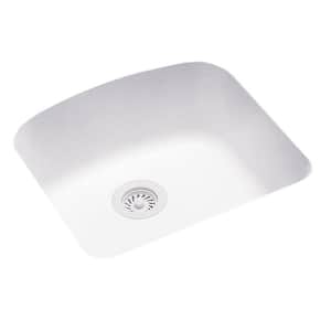 Undermount Solid Surface 20.9 in. 0-Hole Single Bowl Kitchen Sink in White
