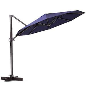 11 ft. x 11 ft. Heavy-Duty Frame Octagon Outdoor Cantilever Umbrella in Navy Blue
