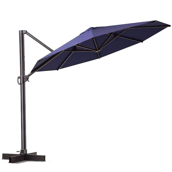 Crestlive Products 11 ft. x 11 ft. Heavy-Duty Frame Octagon Outdoor Cantilever Umbrella in Navy Blue
