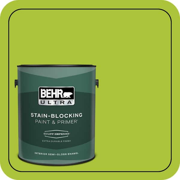 BEHR ULTRA 1 gal. #410B-6 Crisp Green Extra Durable Semi-Gloss Enamel Interior Paint & Primer