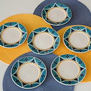 7.48 in. Actual Yellow and Blue Salad Plates (Set of 12)