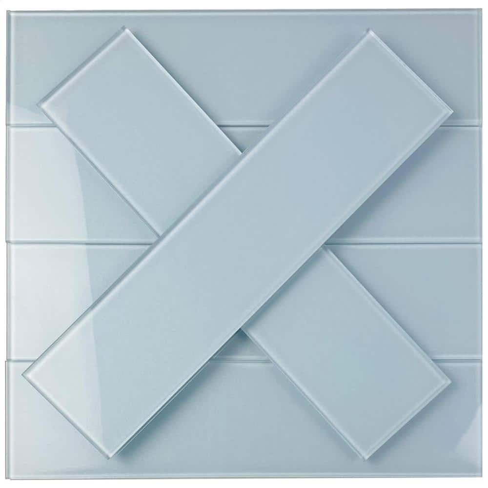 Metro Mint Blue 3x12 Glossy Glass Peel and Stick Tile