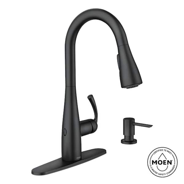 Essie Touchless Single-Handle Pull-Down Sprayer Kitchen Faucet with MotionSense Wave and Power Clean in Matte Black