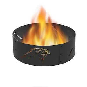 Decorative NFL 36 in. x 12 in. Round Steel Wood Fire Pit Ring - Carolina Panthers