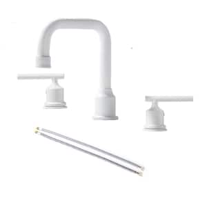 8 in. Widespread Double Handle High Arc Bathroom Faucet in White