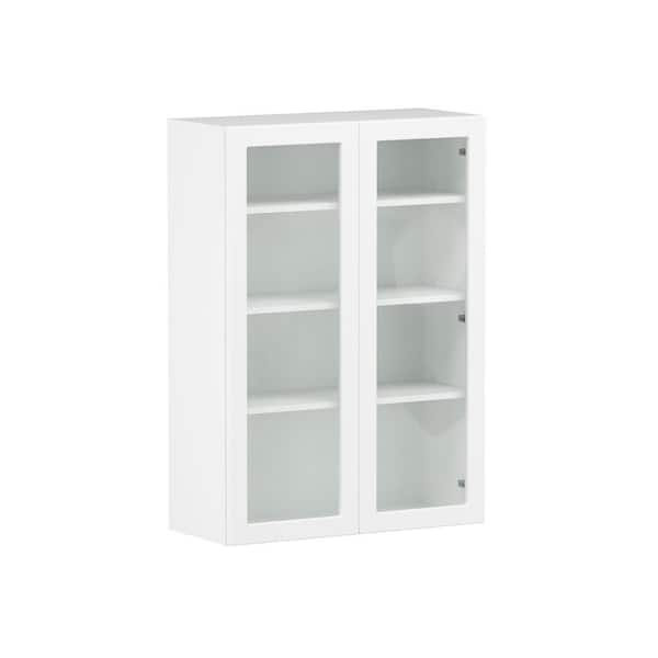 Designer Series Melvern 30 in. W x 12 in. D x 42 in. H Assembled Shaker Glass Door Wall Kitchen Cabinet in White