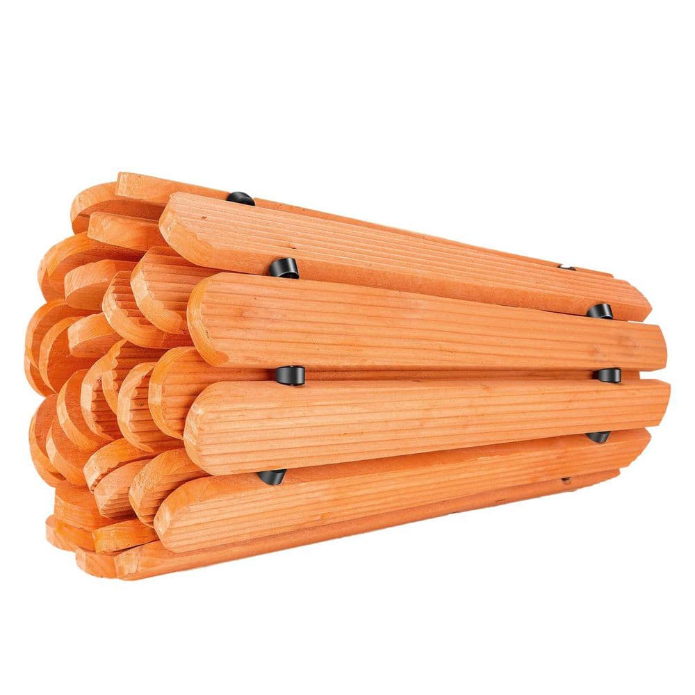 6 ft. Curved Cedar Wood Garden Pathway, Non-Slip Roll Out Walkway for Outdo