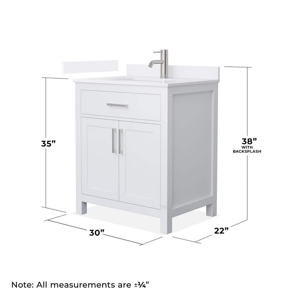 Beckett 30" White Wood Freestanding Vanity with Quartz Top