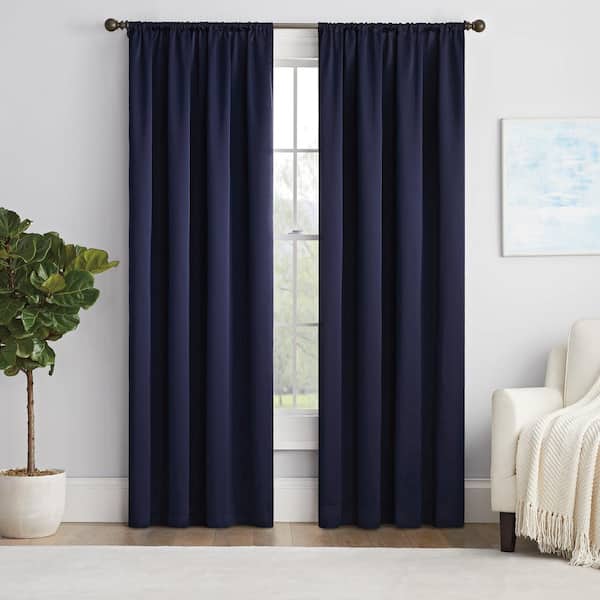 Eclipse Thermapanel Navy Solid Polyester 54 in. W x 84 in. L Room Darkening  Single Rod Pocket Curtain Panel 15061054X084NVY - The Home Depot