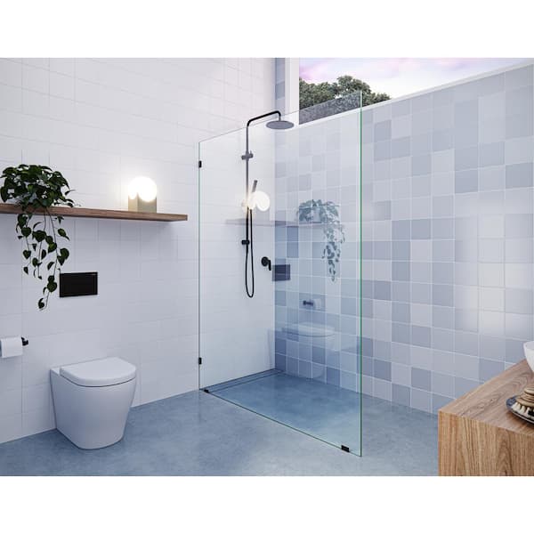 Glass Warehouse Vela 55 in. W x 78 in. H Frameless Fixed Single Panel Shower Door in Oil Rubbed Bronze Without Handle