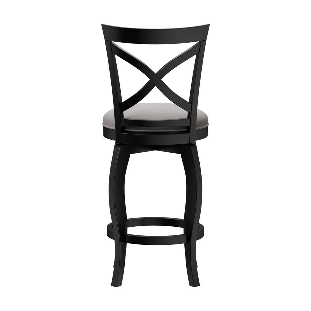 Ellendale 38'' Black Wood Swivel Counter Height Stool with Fog Gray Seat