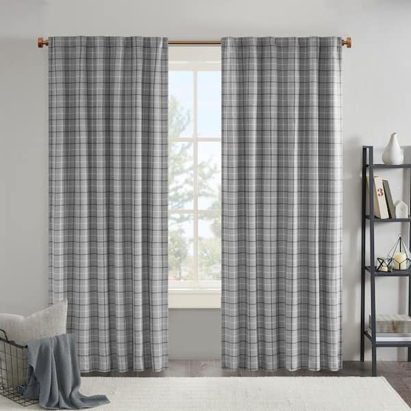 Madison Park Salford Grey Polyester 50 in. W x 84 in. L Rod Pocket Room Darkening (1-Panel)