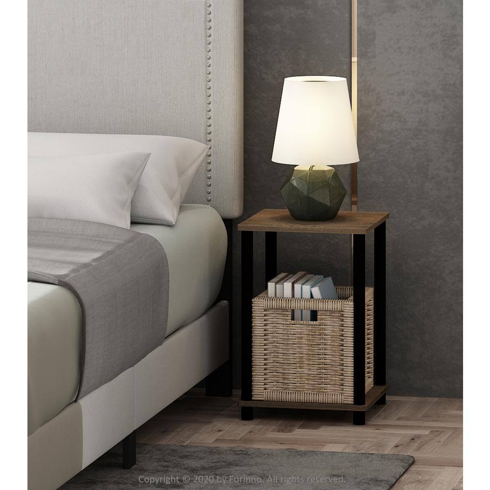 Compact Walnut Brown Engineered Wood End Table Set