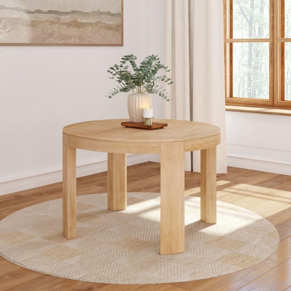 Contour Round Blonde Wood 47 in. 4 Leg Dining Table Seats 4