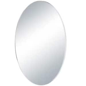 14.76 in. x 25.20 in. Oval Shape Frameless Wall Mounted Mirror, White
