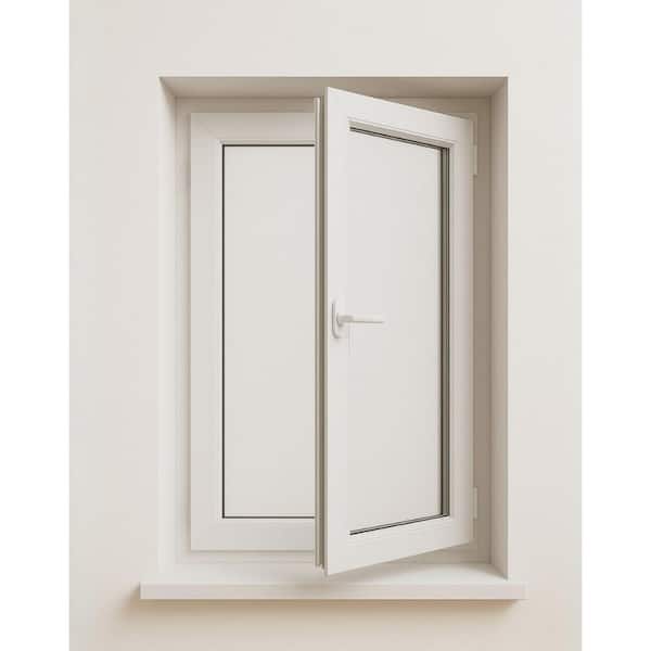 36in. x 60in. Wht/Wht, Single Sash, uPVC Triple Pane, Tilt & Turn LowE Window, Replacement/New Construction w/Screen, RH
