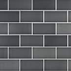 Magnitude Dark Gray 4 in. x 8 in. x 7.5mm Polished Ceramic Subway Wall Tile (68 pieces / 14.63 sq. ft. / box)