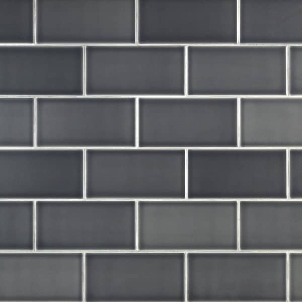 Ivy Hill Tile Magnitude Dark Gray 4 in. x 8 in. x 7.5mm Polished Ceramic Subway Wall Tile (68 pieces / 14.63 sq. ft. / box)