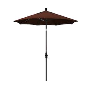 7.5 ft. Bronze Aluminum Pole Fiberglass Ribs Market Collar Tilt Crank Lift Outdoor Patio Umbrella in Bay Brown Sunbrella