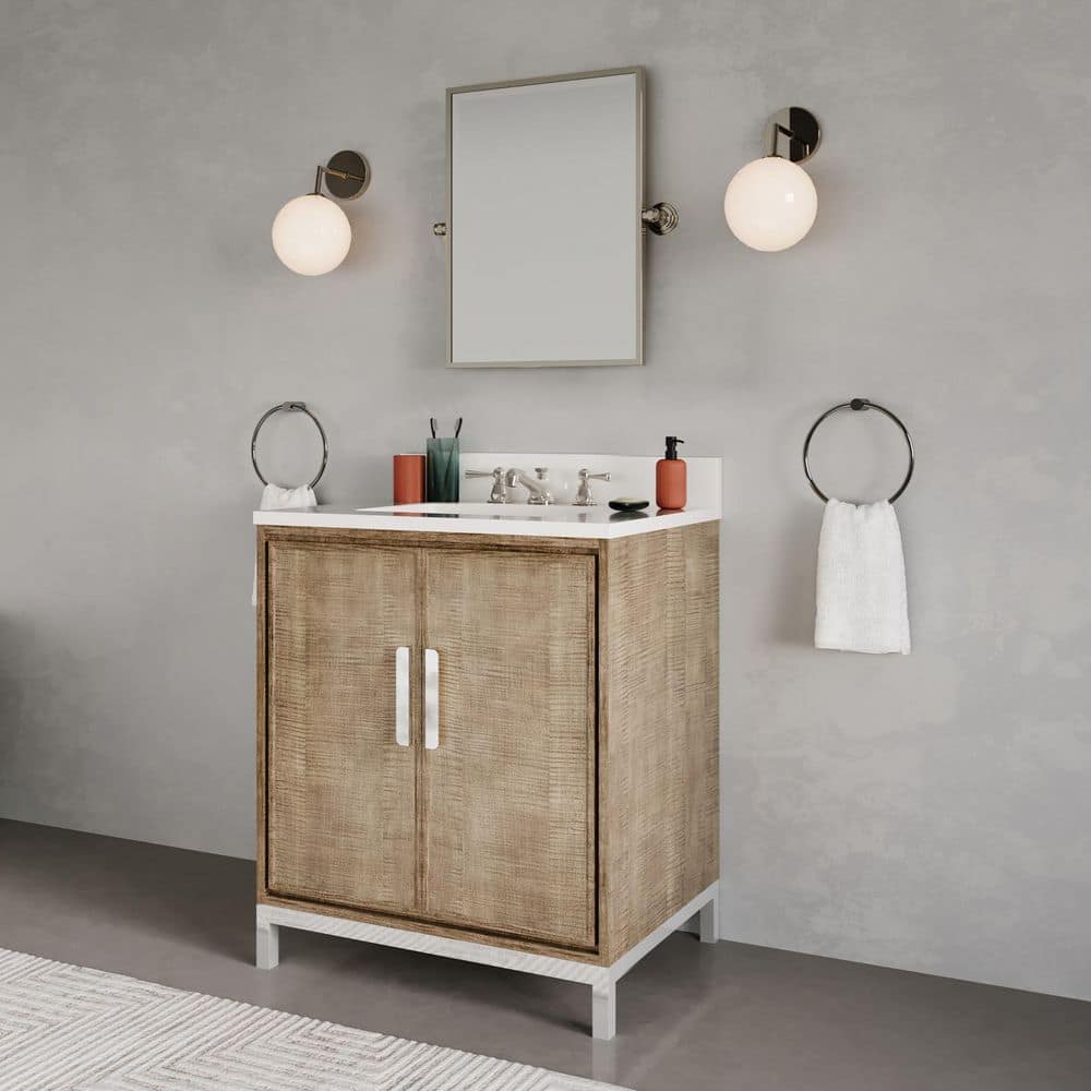 Westin 30" Lustrous Walnut Freestanding Bathroom Vanity with Quartz Top