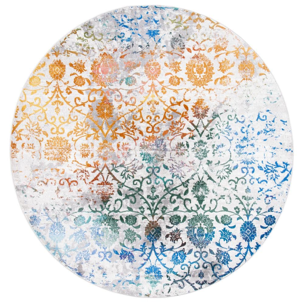 Aria 6 ft. x 6 ft. Gray/Green Distressed Traditional Round Area Rug price history on PriceWatchPro
