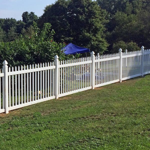 Abbington 3 ft. H x 8 ft. W White Vinyl Picket Fence Panel Kit