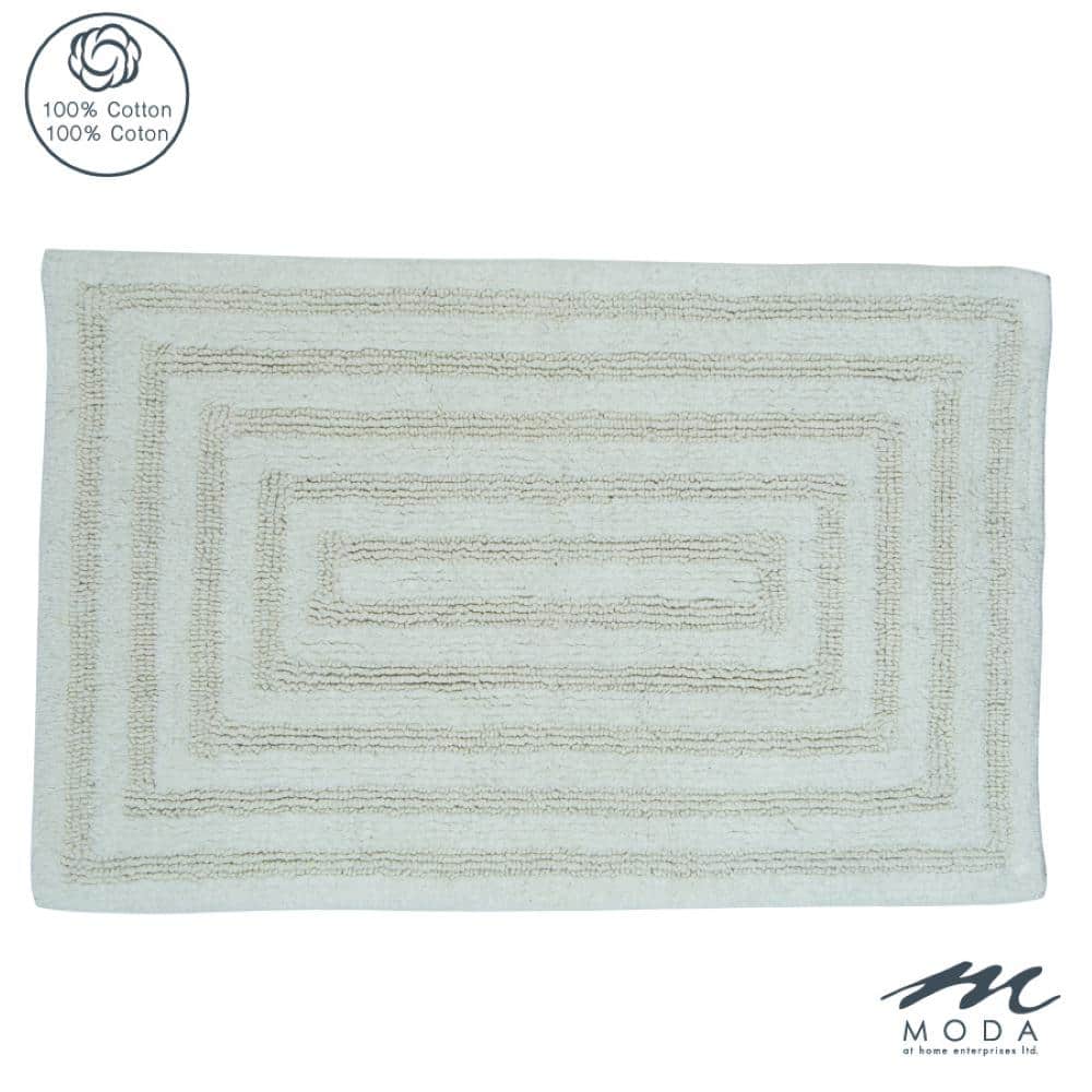 Saffron Fabs Regency 36 in. x 24 in. Cotton Latex Spray Non-Skid Backing  White Textured Border Machine Washable Bath Rug SFBR1006 - The Home Depot