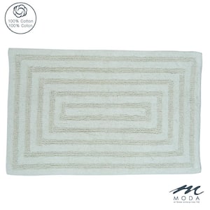 Home Decorators Collection 17 in. x 24 in. White Textured Border Cotton  Machine Washable Bath Mat 8483.11.03HD - The Home Depot