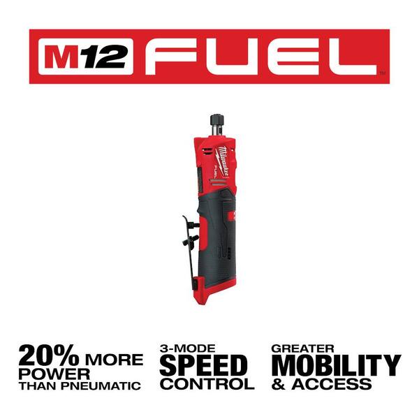Milwaukee - M12 FUEL 12V Lithium-Ion Brushless Cordless 1/4 in. Straight Die Grinder w/CP High Output 2.5 Ah Battery Pack