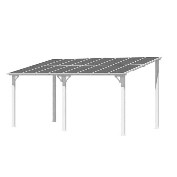AECOJOY 16 ft. x 8 ft. White Aluminum Patio Cover