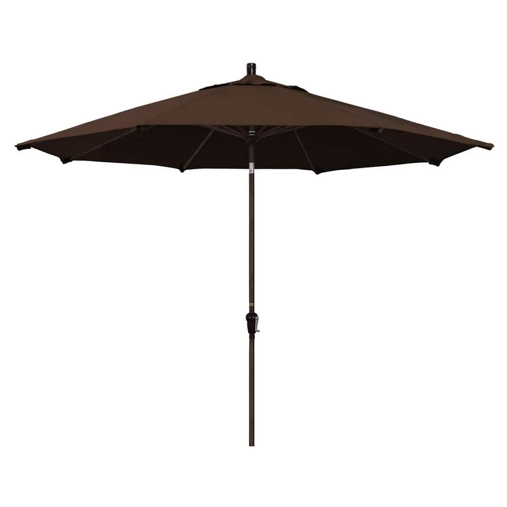 11 ft. Bronze Aluminum Market Patio Umbrella with Aluminum Ribs Auto Tilt Crank Lift in Mocha Pacifica price history on PriceWatchPro