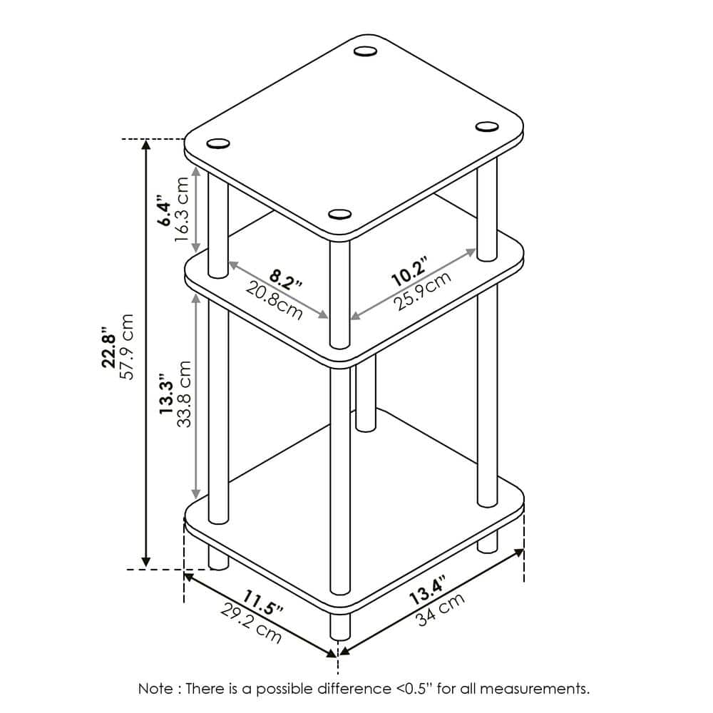 Americano and Chrome 3-Tier Wood and Metal End Table Set