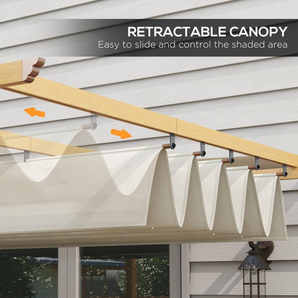 Cream White 10' x 12' Aluminum Pergola with Retractable Canopy