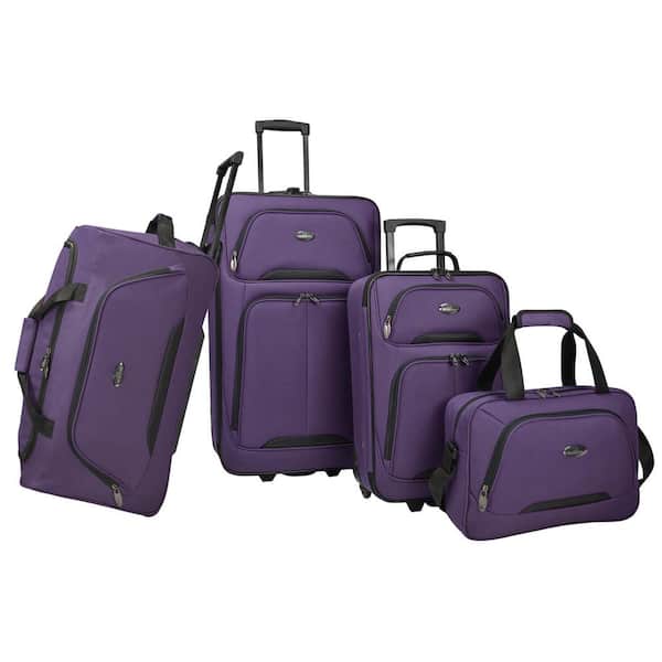 U.S. Traveler Vineyard 4-Piece Soft side Luggage Set, Purple US08065L - The  Home Depot