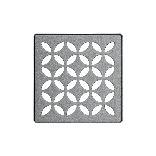 Kerdi-Drain 4 in. Pewter Floral Drain Grate Floor Drain Installation Kit Accessory