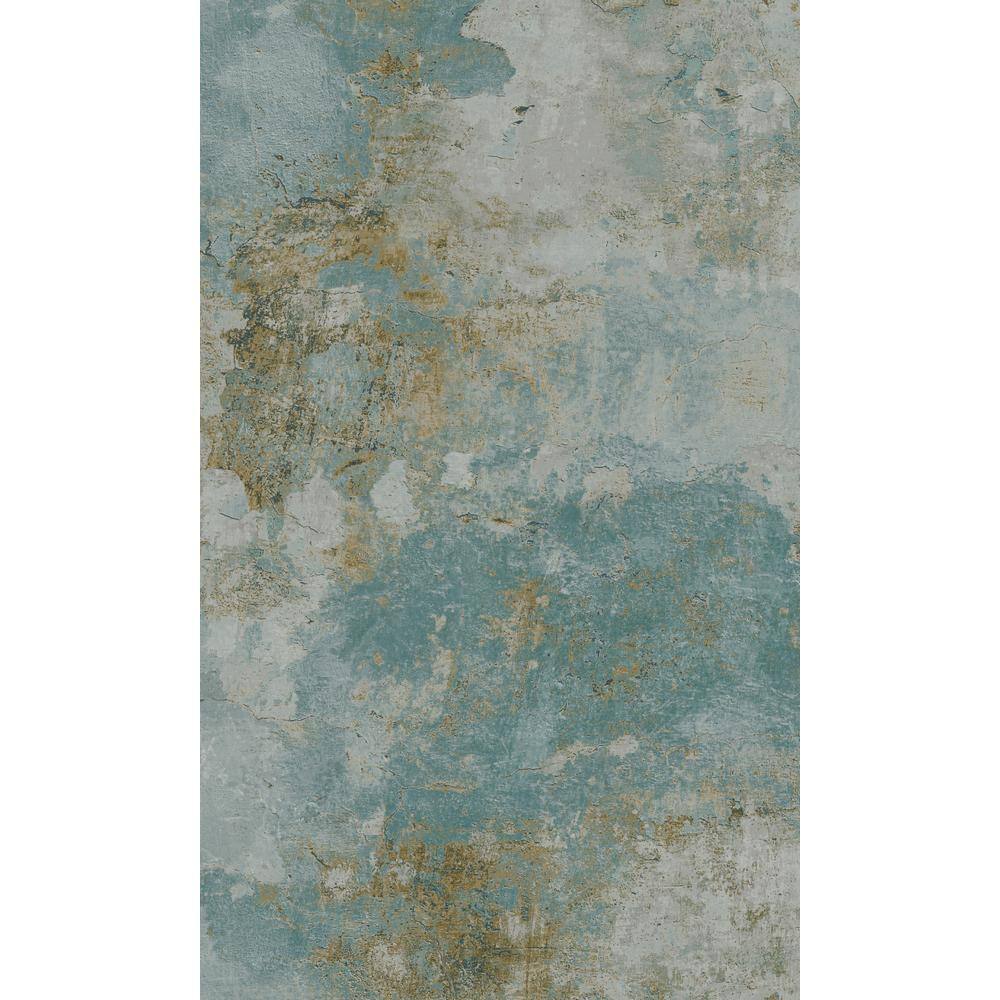 Walls Republic Aqua Old Concrete Effect Textured Printed Non