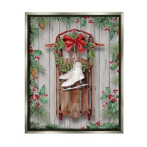 Winter Ice Skates and Sled by Conrad Knutsen 1-Piece Floater Frame Graphic Print Nature Poster Art Print 31 in. x 25 in.