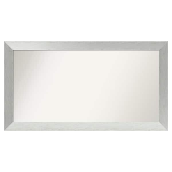 Amanti Art Brushed Sterling Silver 44 in. x 24 in. Custom Non-Beveled Wood Framed Bathroom Vanity Wall Mirror