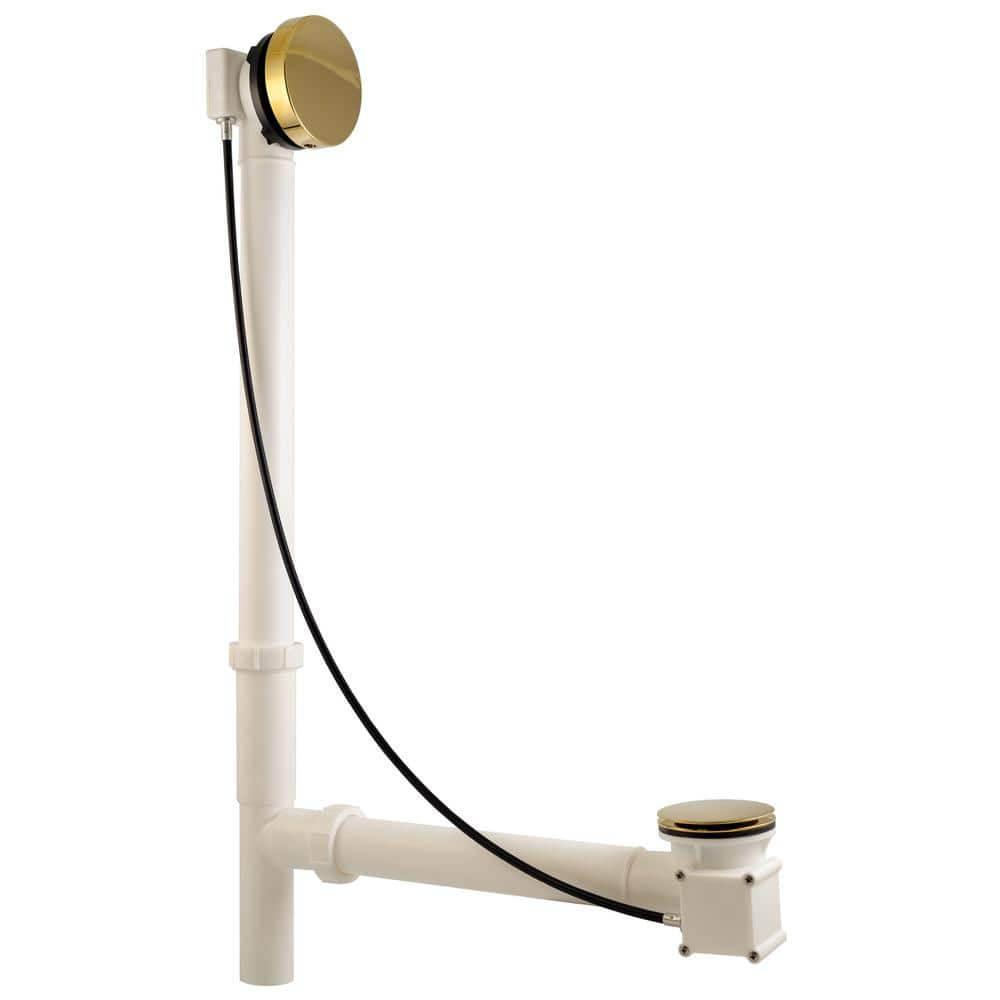 Westbrass 27 In. Cable Drive Bath Drain Assembly In Polished Brass ...