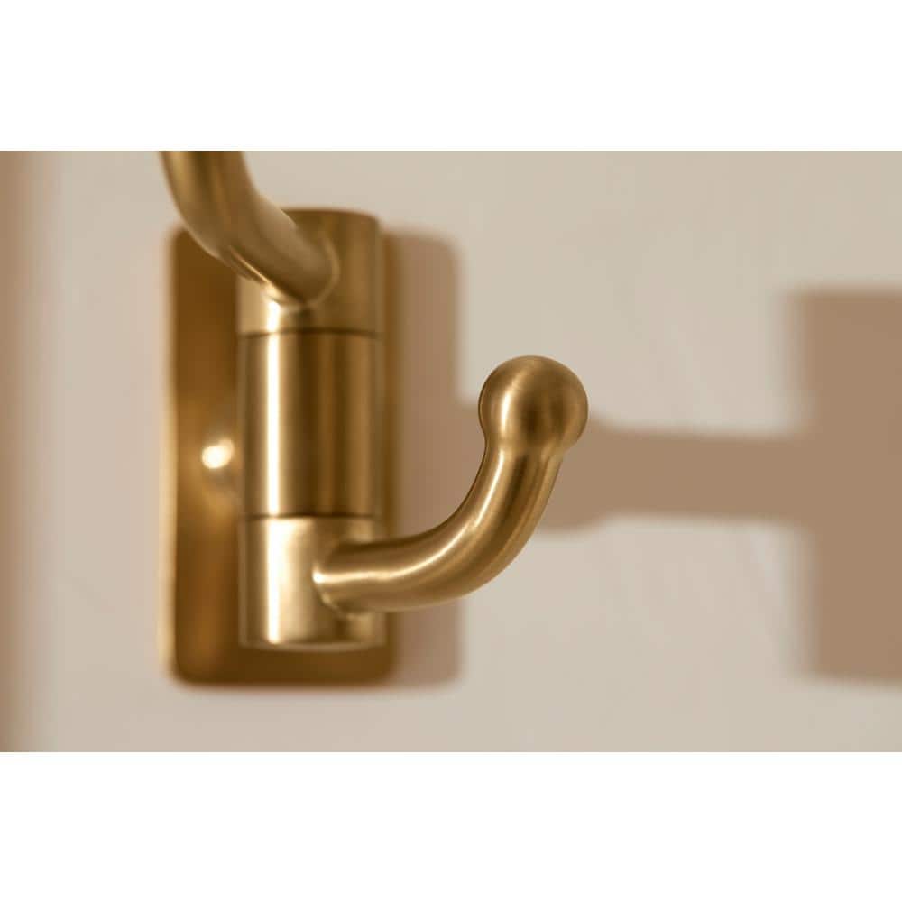 Vibrant Brushed Moderne Brass Double Robe Hook