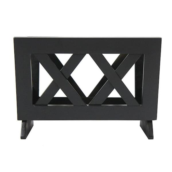 Black Freestanding Wood Magazine Rack