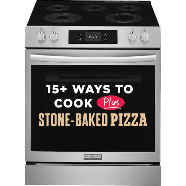 Gallery 30 in. 5 Element Slide-In Electric Range in Smudge-Proof Stainless Steel with Stone-Baked Pizza