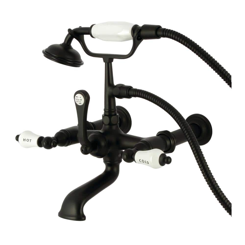 Vintage 3-Handle Wall-Mount Clawfoot Tub Faucet with Hand Shower in Matte Black price history on PriceWatchPro