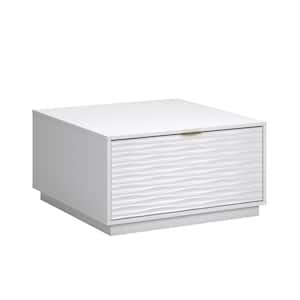 Morgan Main 30 in. White Square Composite Coffee Table with Storage Drawers