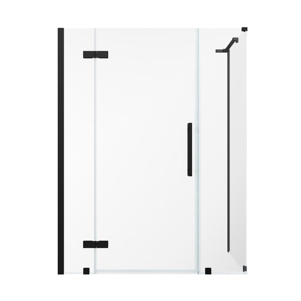 Tampa 72" High Black Frameless Corner Shower Enclosure with Tempered Glass