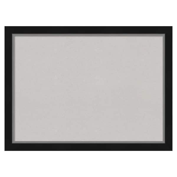 Amanti Art Eva Black Silver Narrow Framed Grey Corkboard 31 in. x 23 in Bulletin Board Memo Board